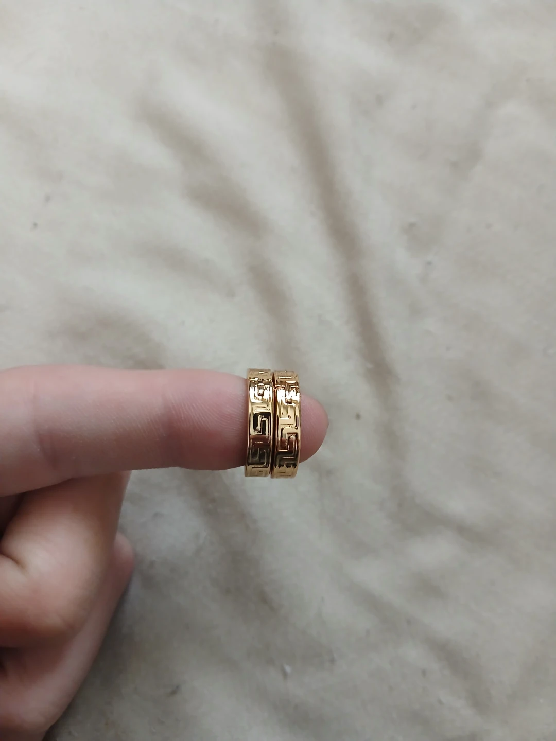 18K Gold Plated Stainless Steel Greek Key Hoop Earrings