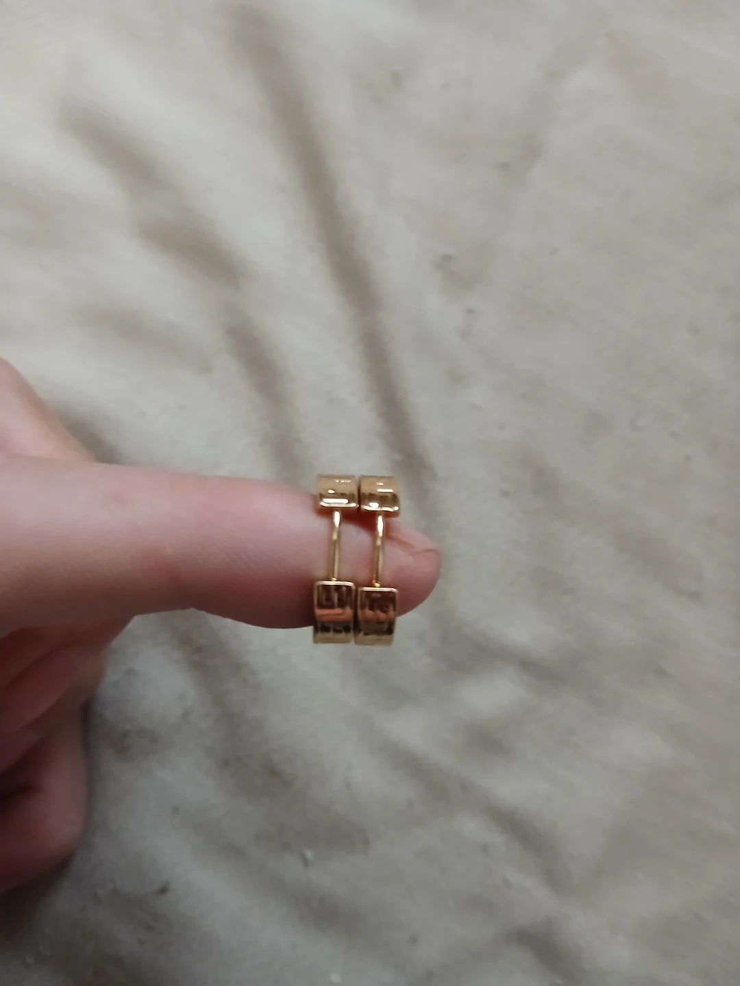 18K Gold Plated Stainless Steel Greek Key Hoop Earrings - photo 3