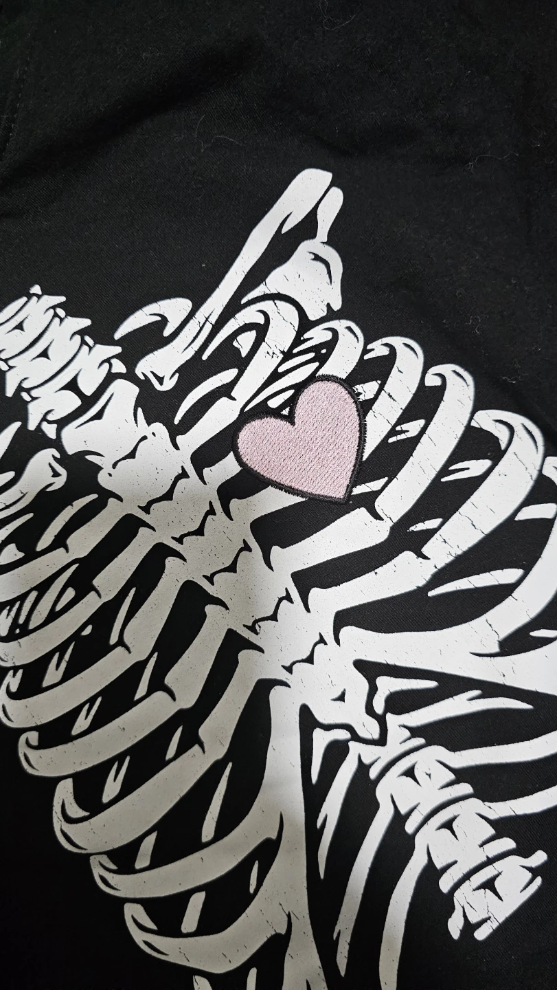Black Skeleton Print T-Shirt - photo 2