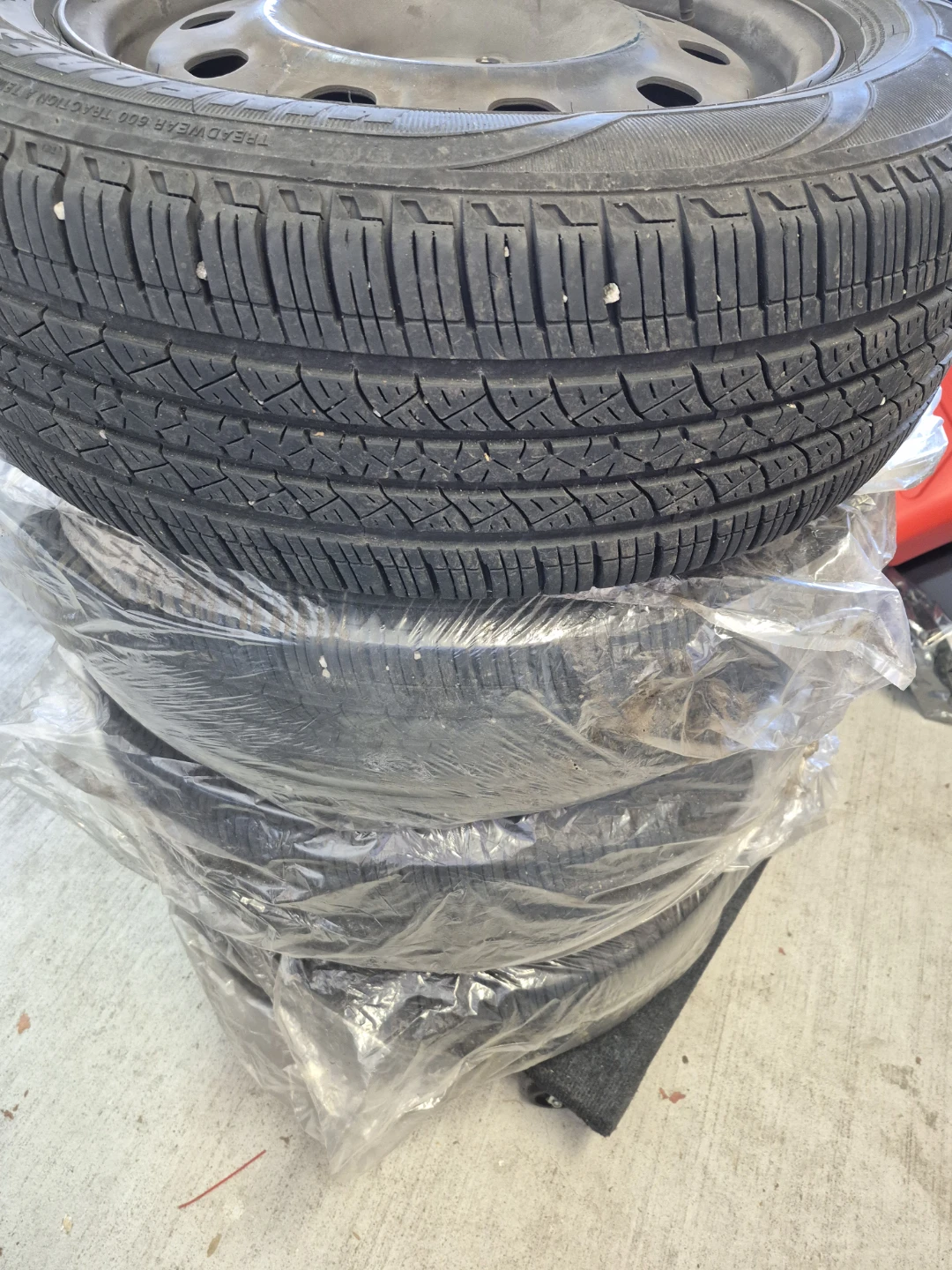 Kinforest KF717 2 yr old tires+rims. size 225/65R17 102T M+S.