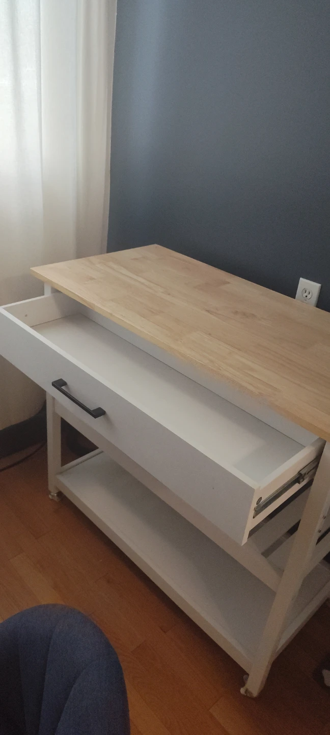 White Kitchen Cart with Wood Top - photo 2
