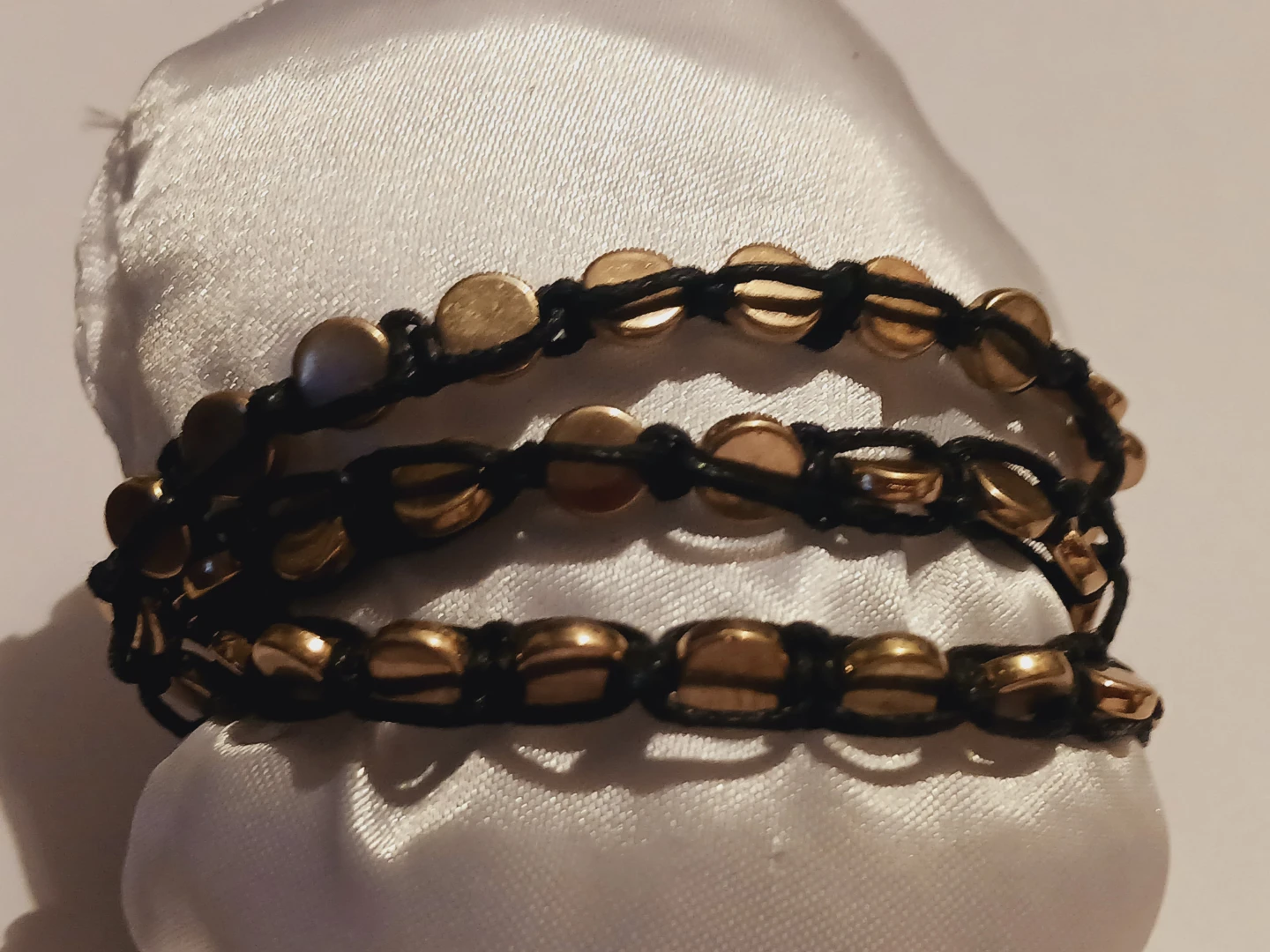 Boho Wrap Bracelet with Gold-Tone Beads and Button - photo 2