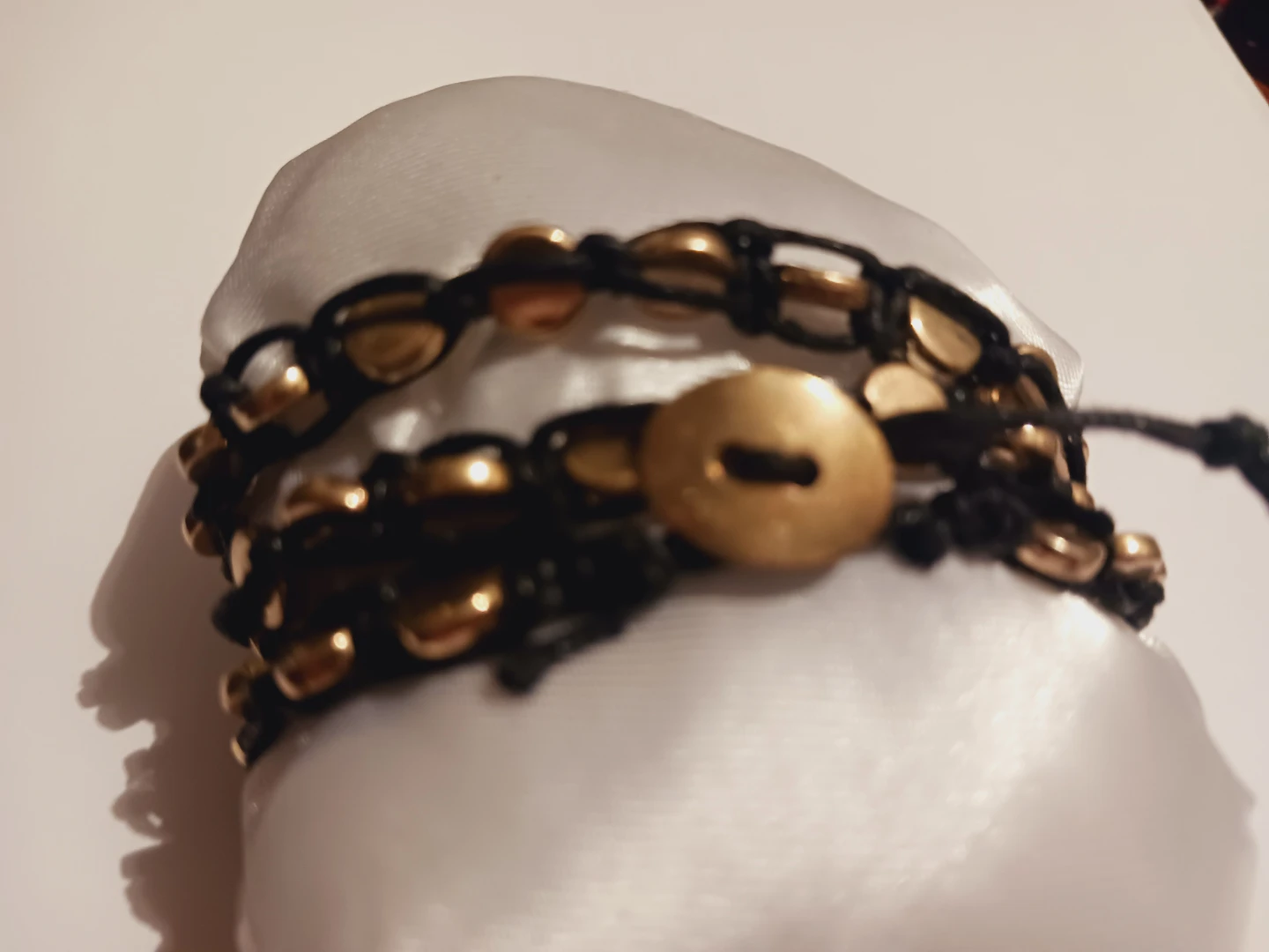Boho Wrap Bracelet with Gold-Tone Beads and Button - photo 3