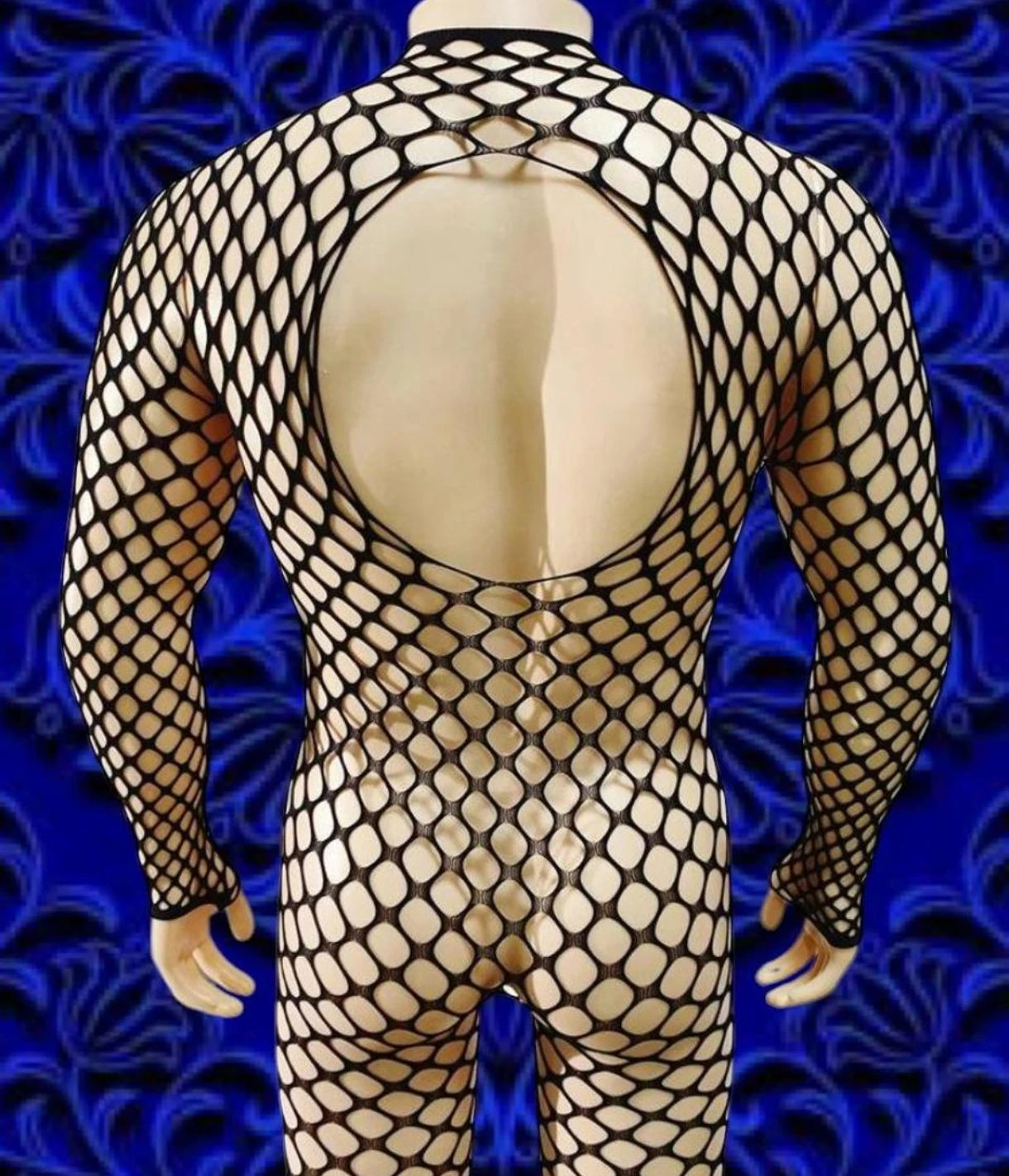 Men's Black Fishnet Bodysuit - photo 2