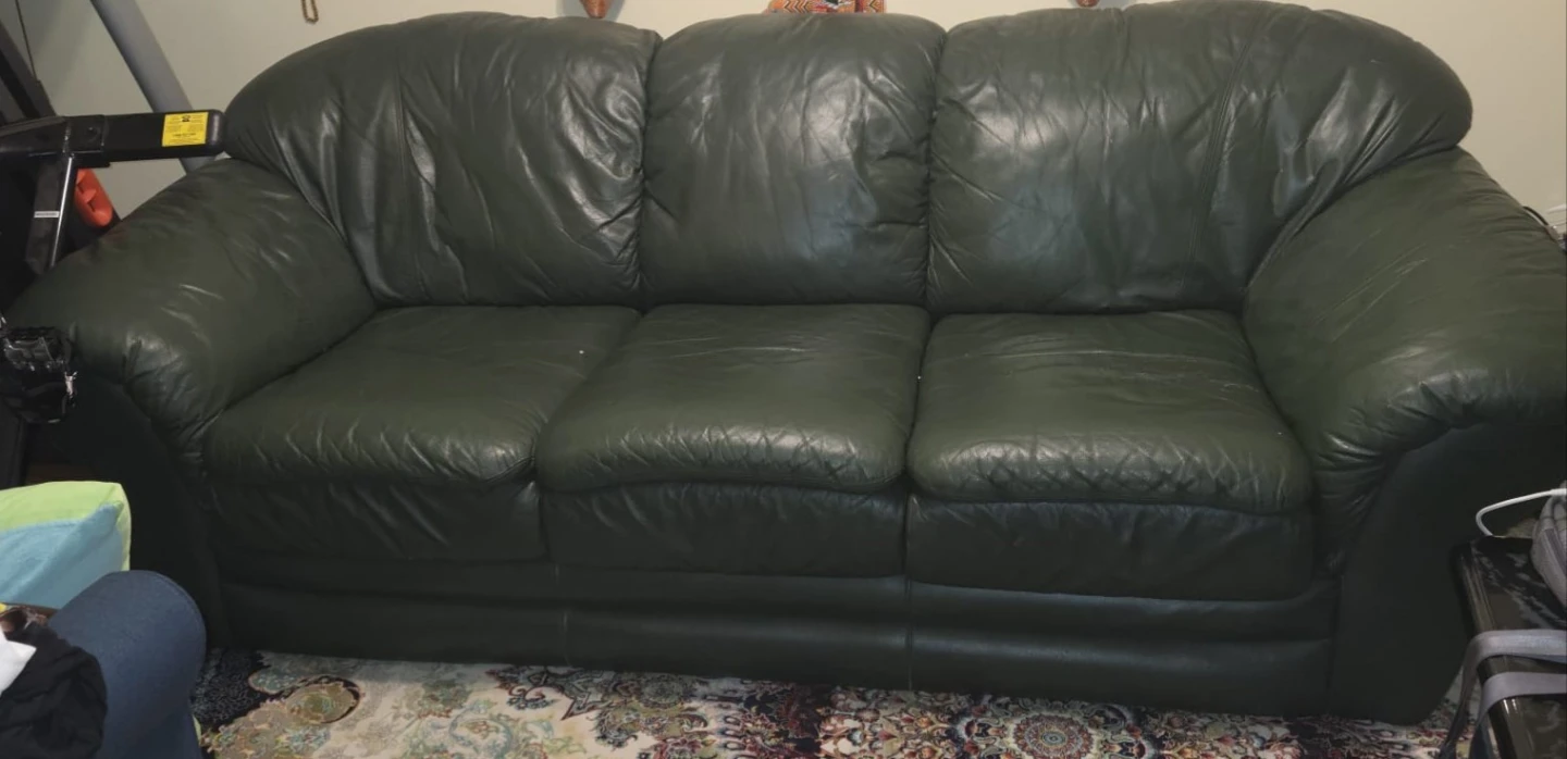 Dark Green Leather Sofa