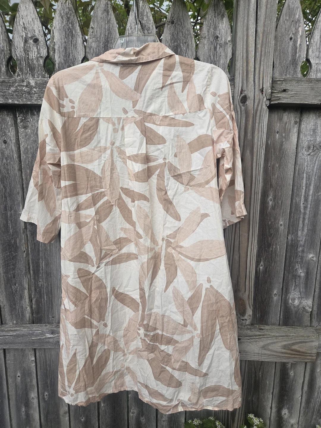 NOÉLINE Women's Tan Leaf Print Button-Down Shirt Dress - Size S - photo 2