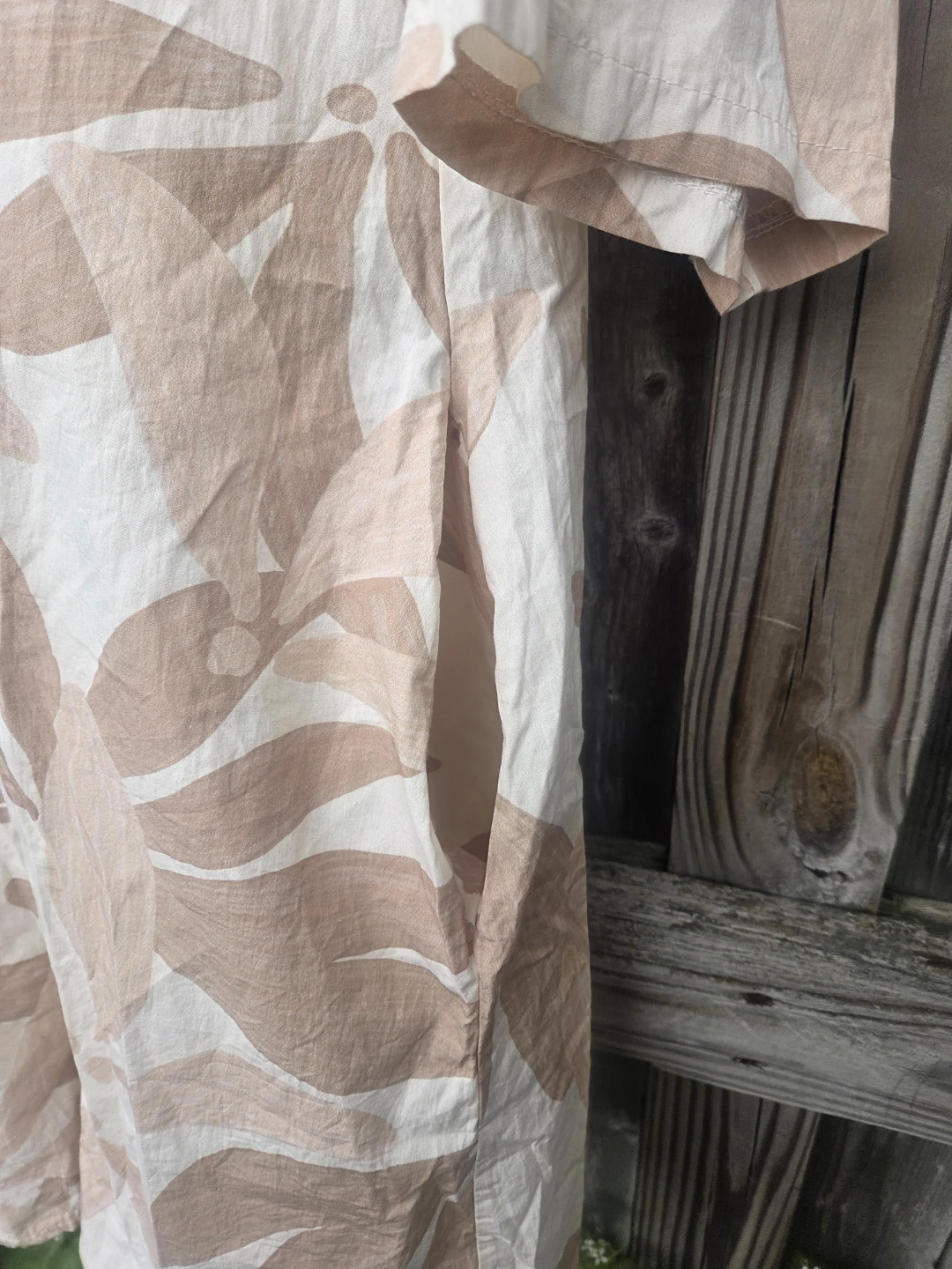 NOÉLINE Women's Tan Leaf Print Button-Down Shirt Dress - Size S - photo 3