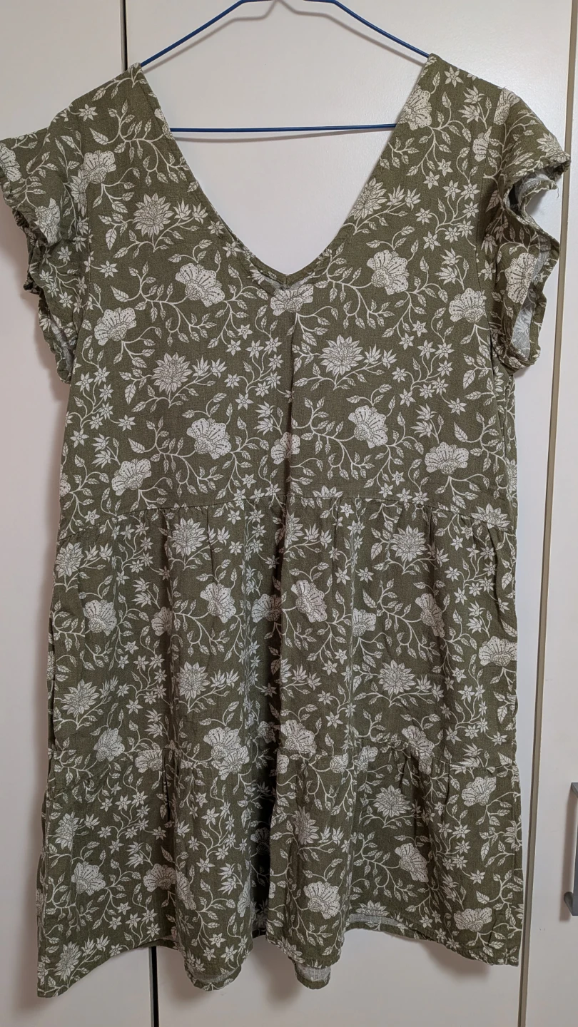 Floral Print V-Neck Dress with Ruffle Sleeves