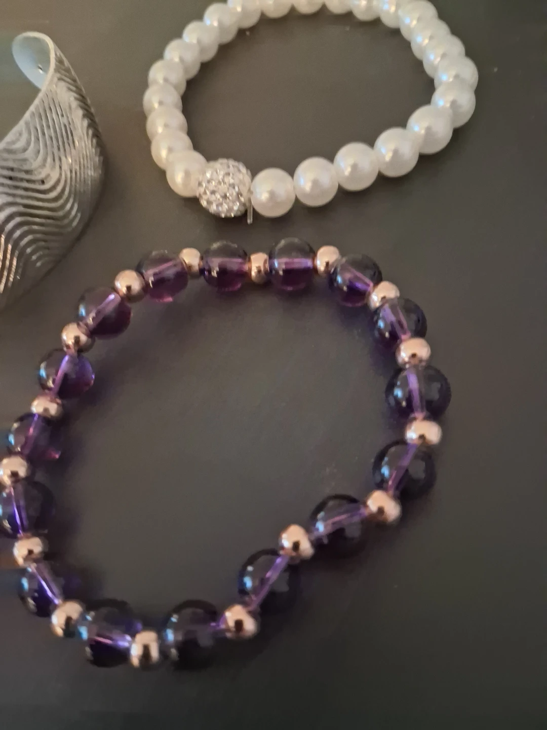 Set of 4 Bracelets - Cuff, Beaded, Pearl, and Rhinestone - photo 4