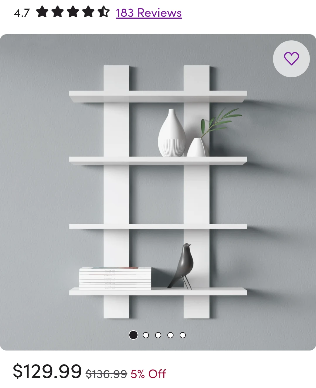 🆕 in box! White Floating Shelf (Originally $147 per!)