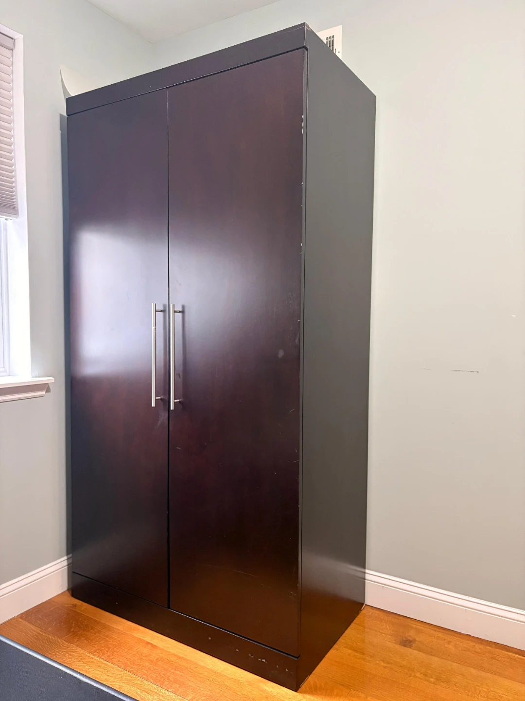 Dark Wood Double Door Wardrobe Armoire - photo 2