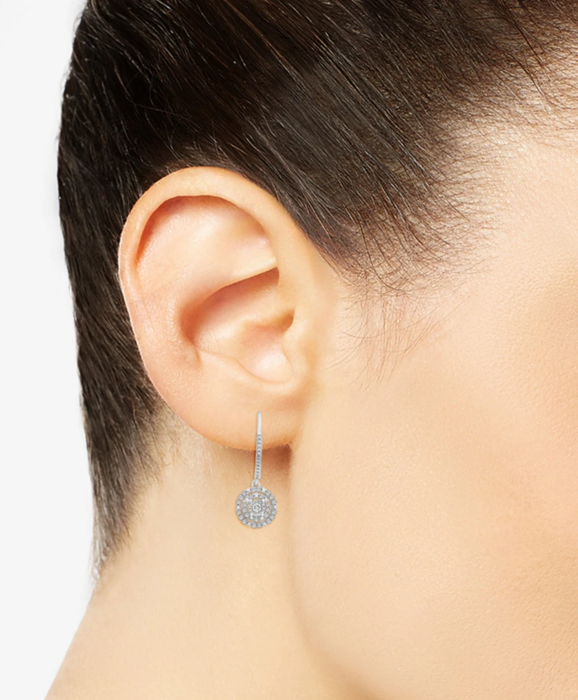 1/4 Ct. Diamond Circle Leverback Drop Earrings - photo 5