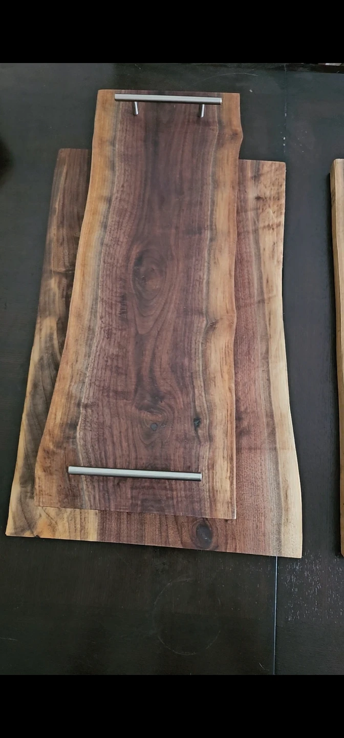 Live Edge Wood Serving Trays with Handles (Set of 3) - photo 2