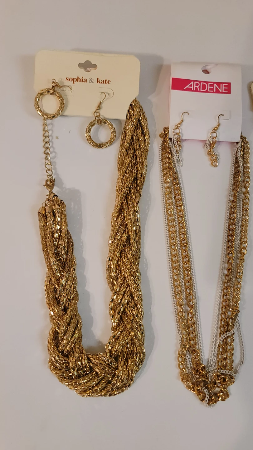 Ardene Gold and Silver Tone Chain Necklace and Earring Set(23)
