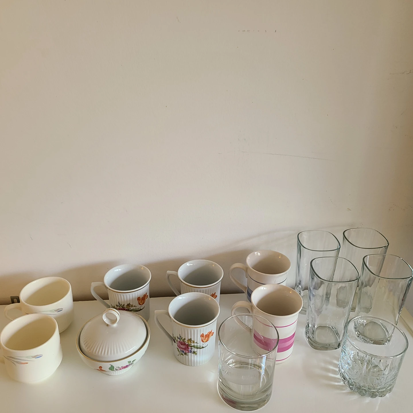 Various kitchen cups, glasses, mugs, lidded dish for $5!