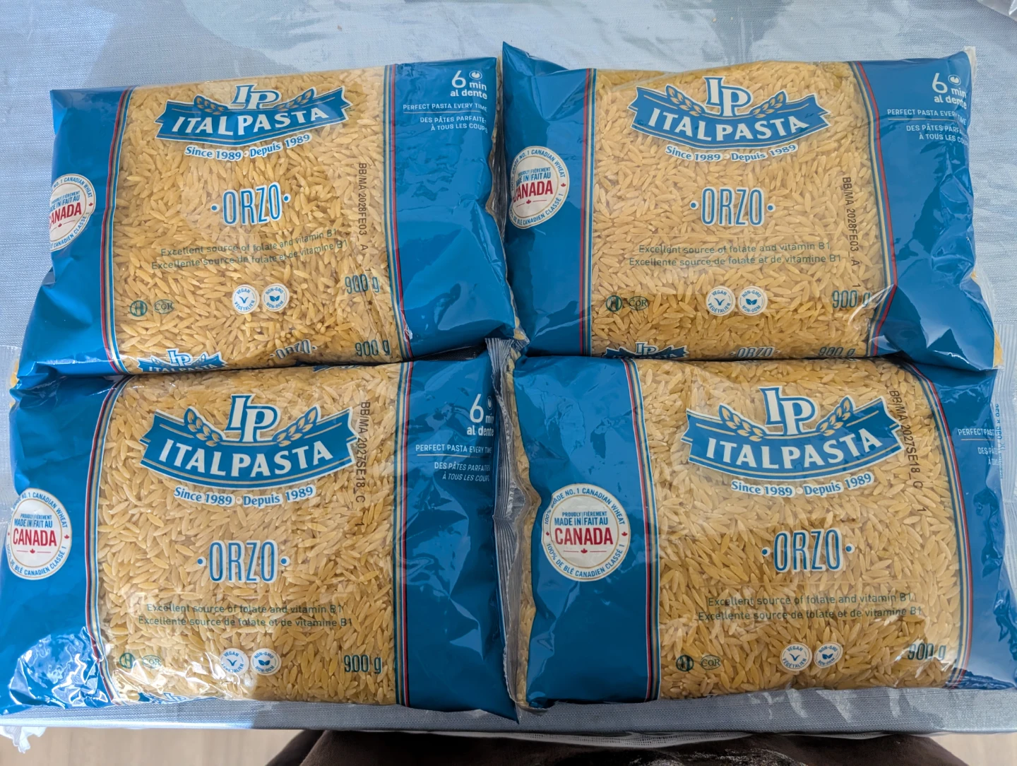 ItalPasta Orzo Pasta - 4 x 900g Bags