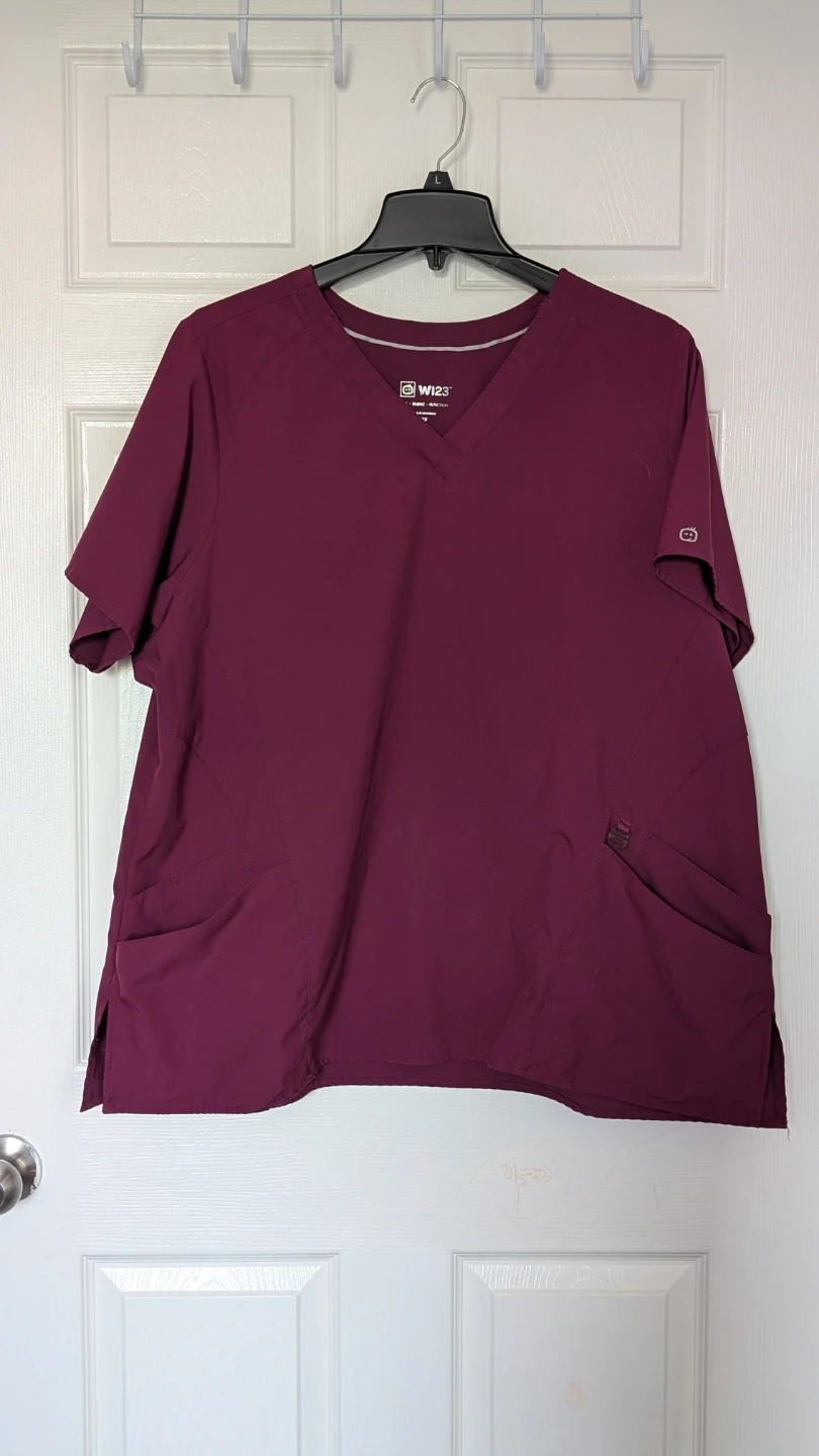 WI23 Burgundy Scrub Top