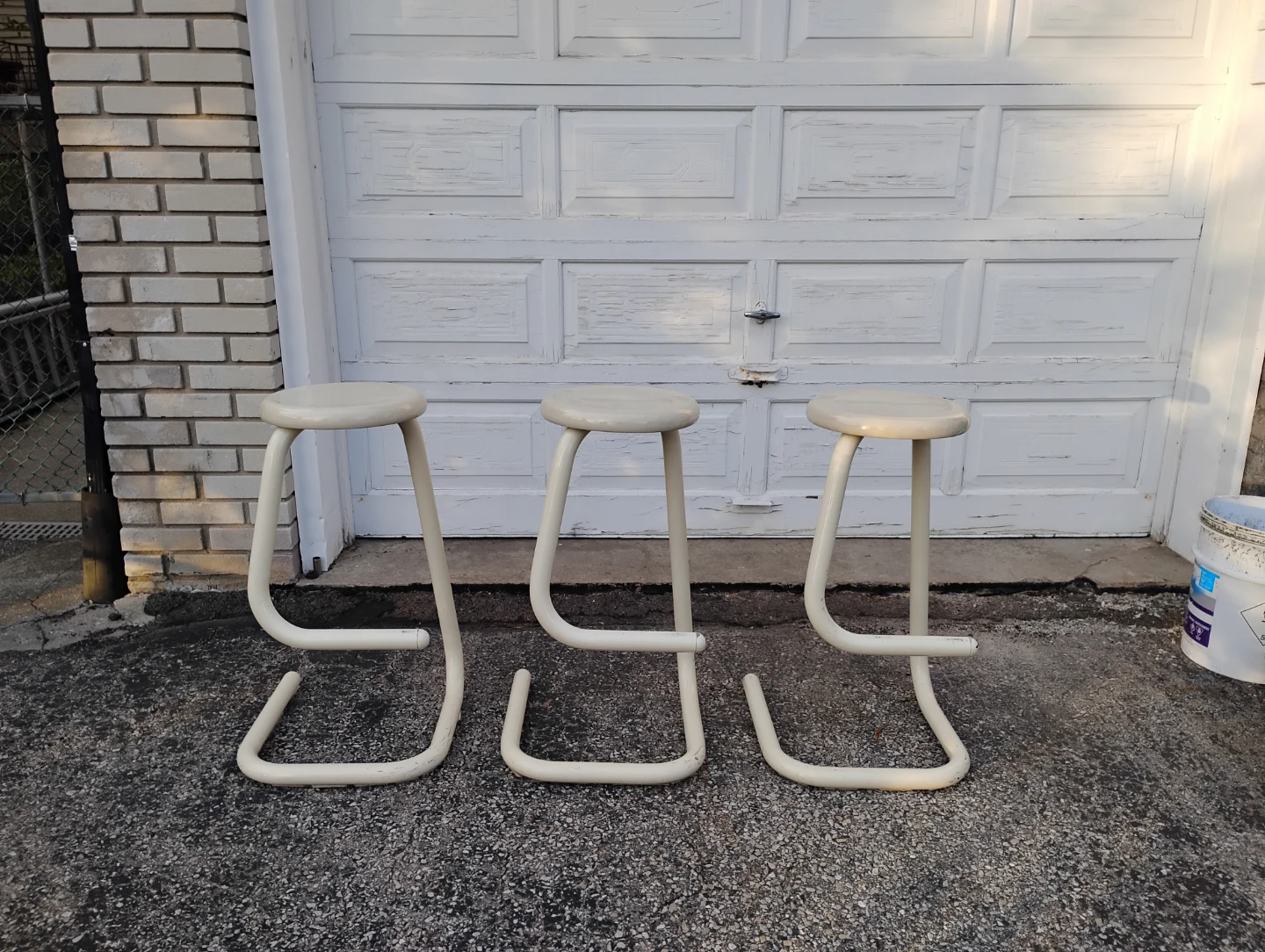 Three MCM Paperclip Stools + Table