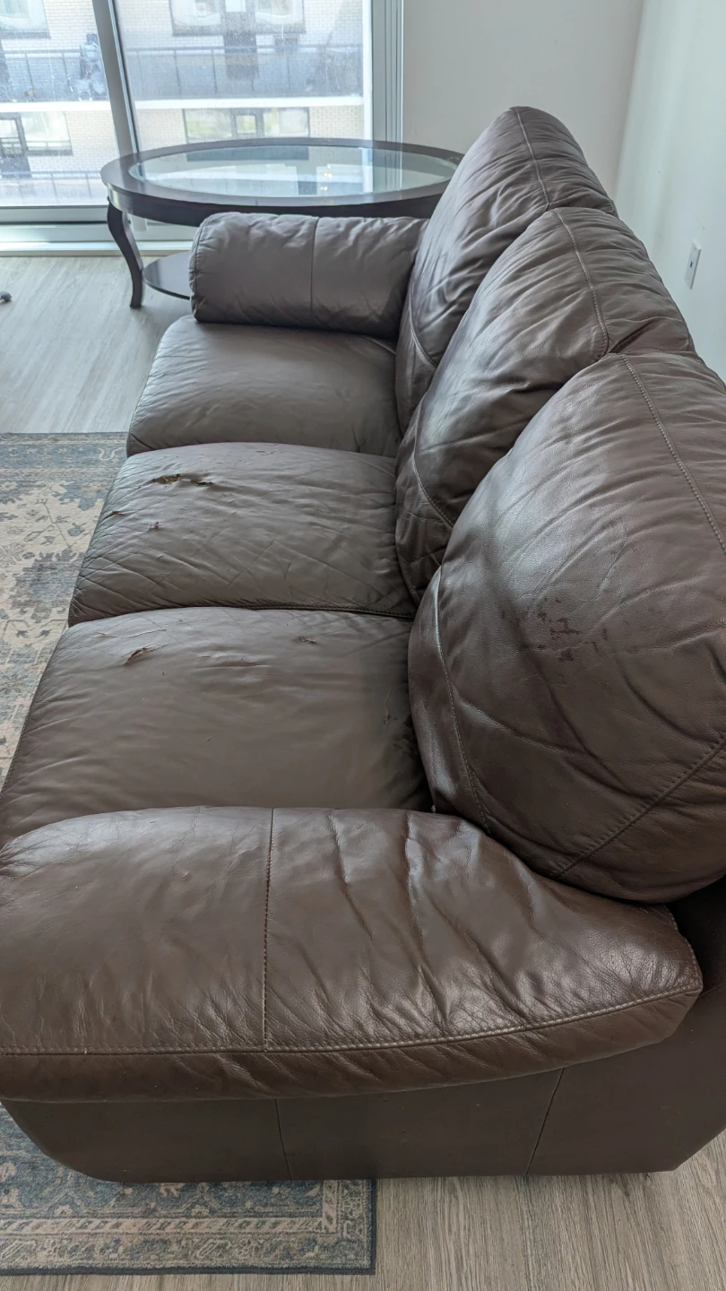 Brown Leather 3-Seater Sofa - photo 2