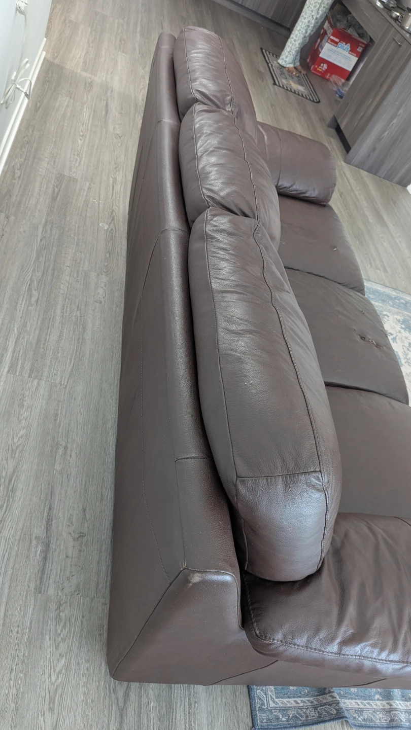 Brown Leather 3-Seater Sofa - photo 5