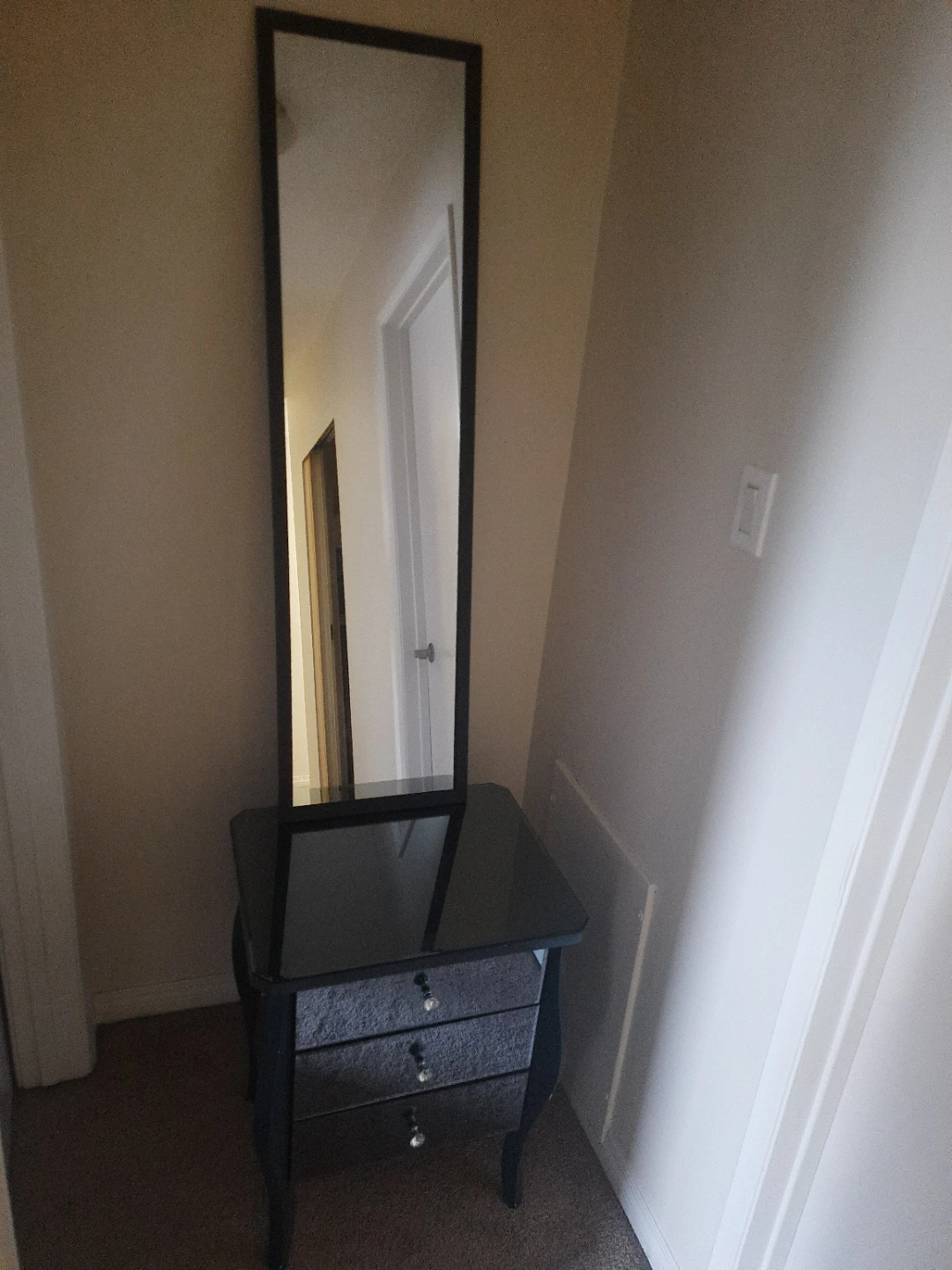 Mirrored Accent Table with 3 Drawers