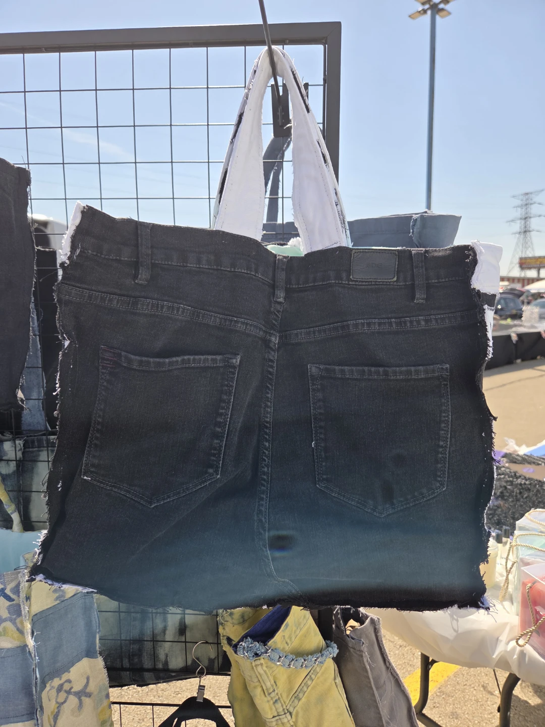 Upcycled Denim Tote Bag - Black and White - photo 2