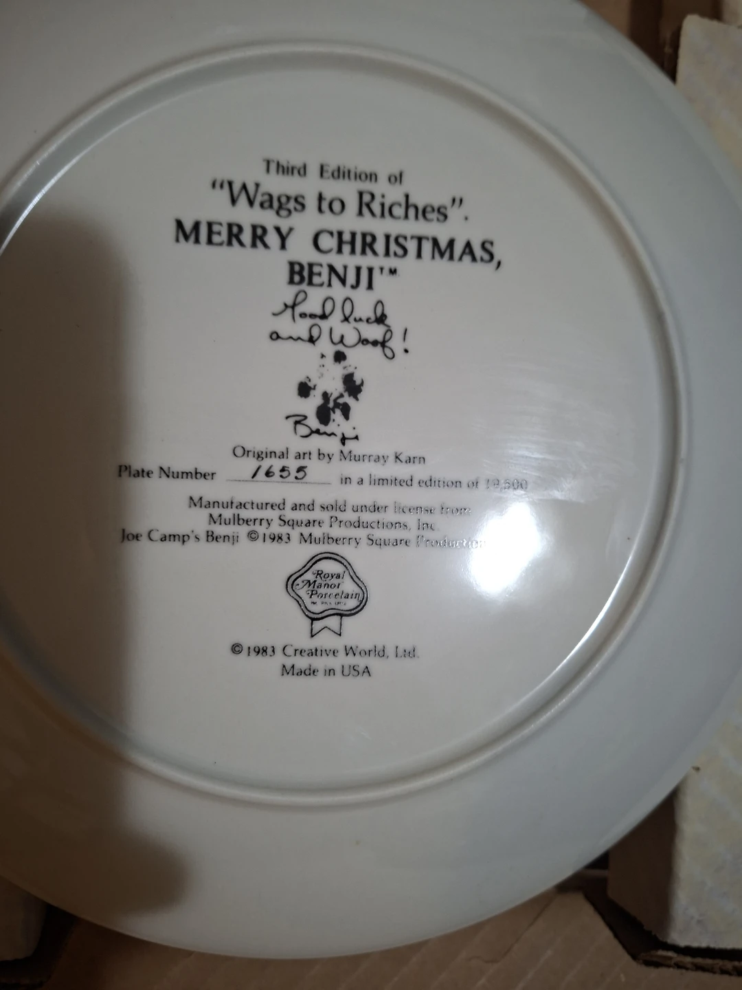 Merry Christmas Benji Collector Plate - photo 2