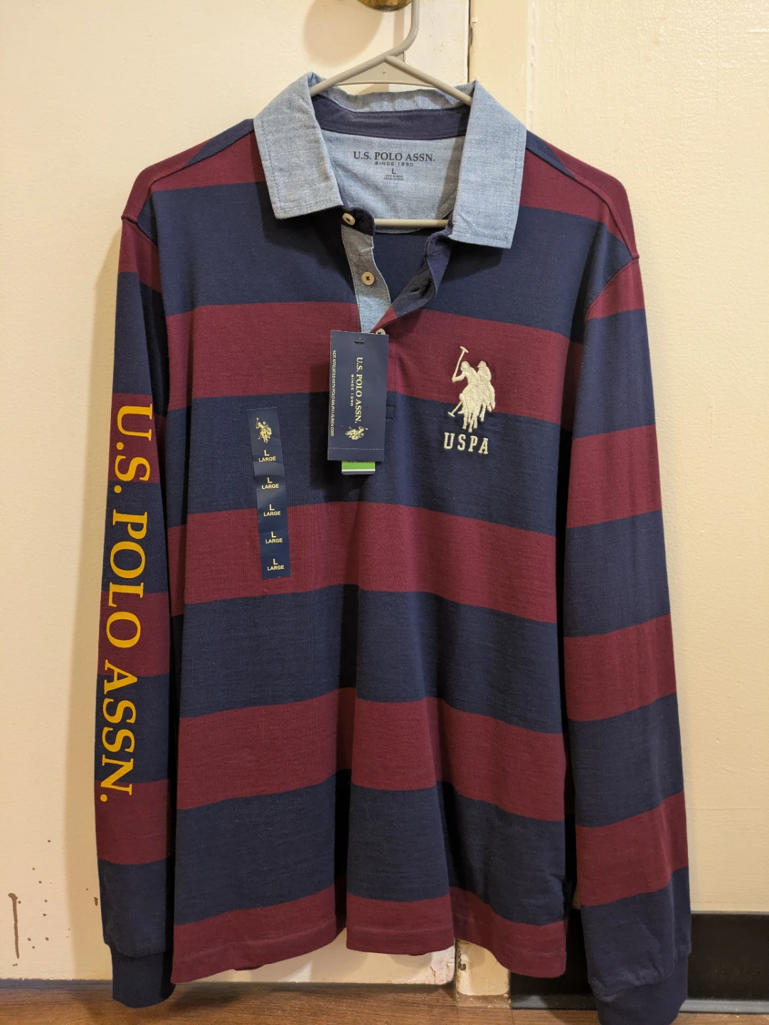 U.S. Polo Assn. Long Sleeve Rugby Shirt - Men's Large *NEW*
