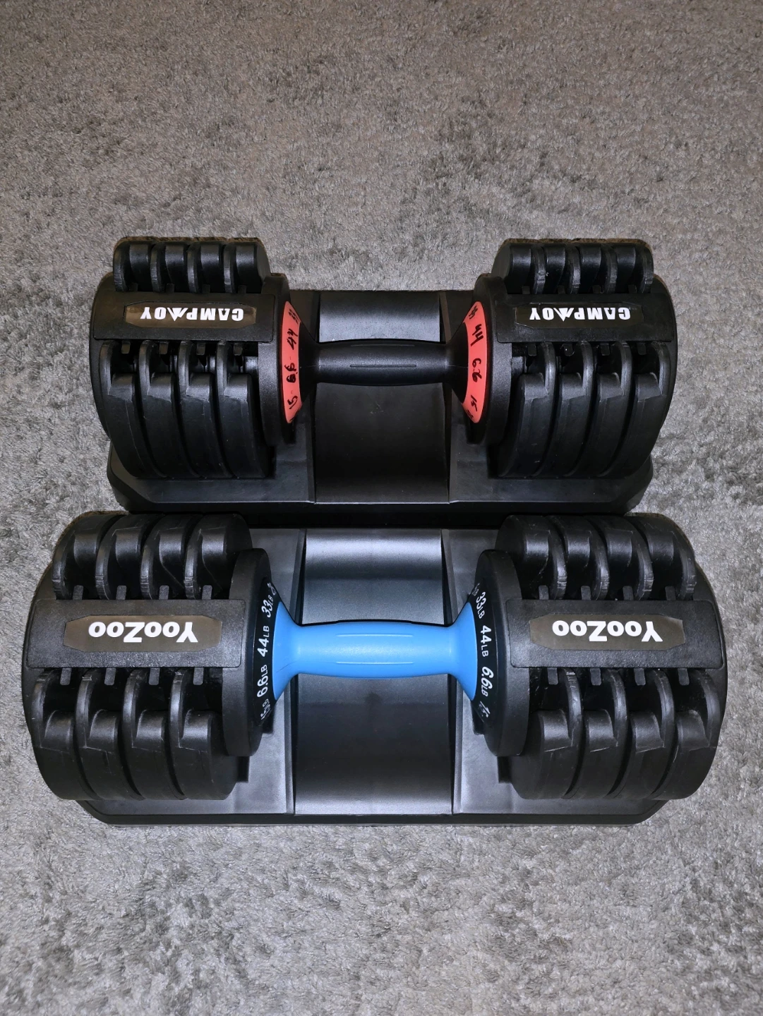 44 lb Adjustable Dumbbells (Pair) 6.6lbs - 44lbs Weights
