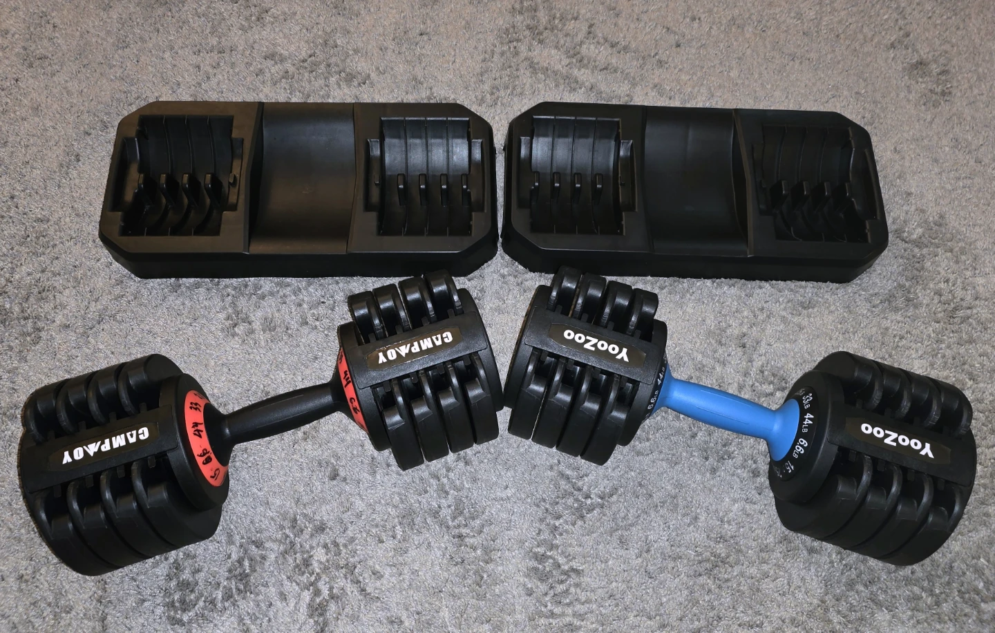 44 lb Adjustable Dumbbells (Pair) 6.6lbs - 44lbs Weights - photo 2