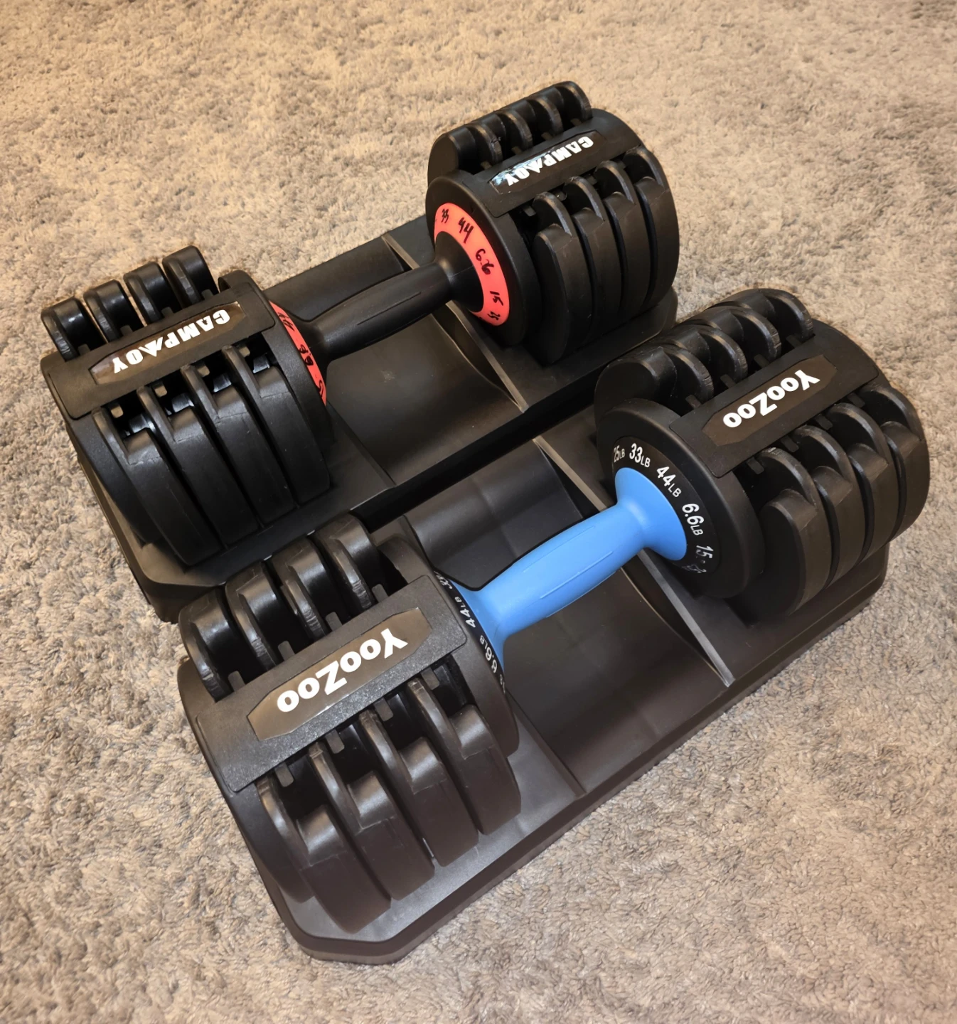 44 lb Adjustable Dumbbells (Pair) 6.6lbs - 44lbs Weights - photo 3