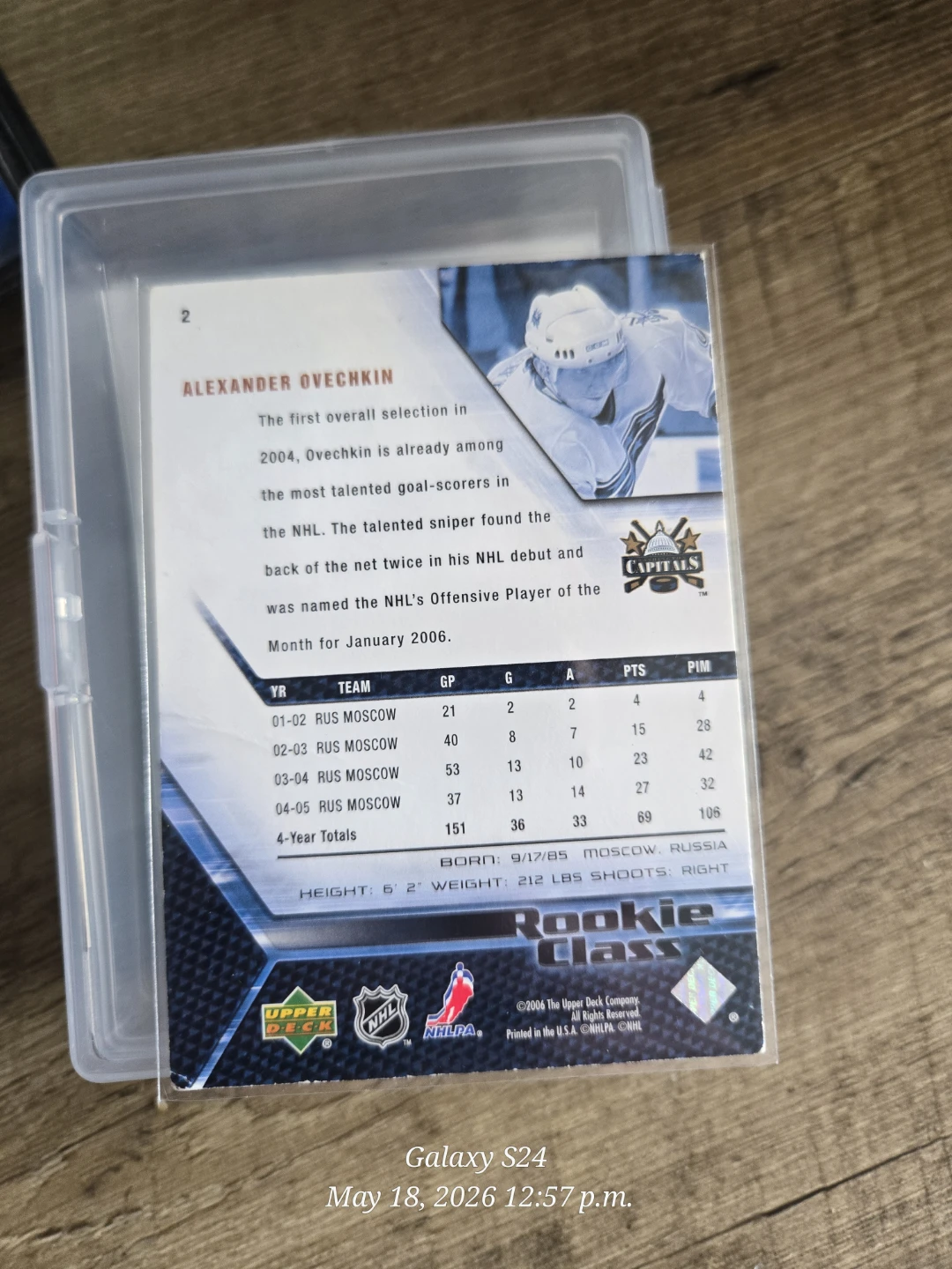 Upper Deck Alexander Ovechkin Rookie Class Hockey Card - photo 3