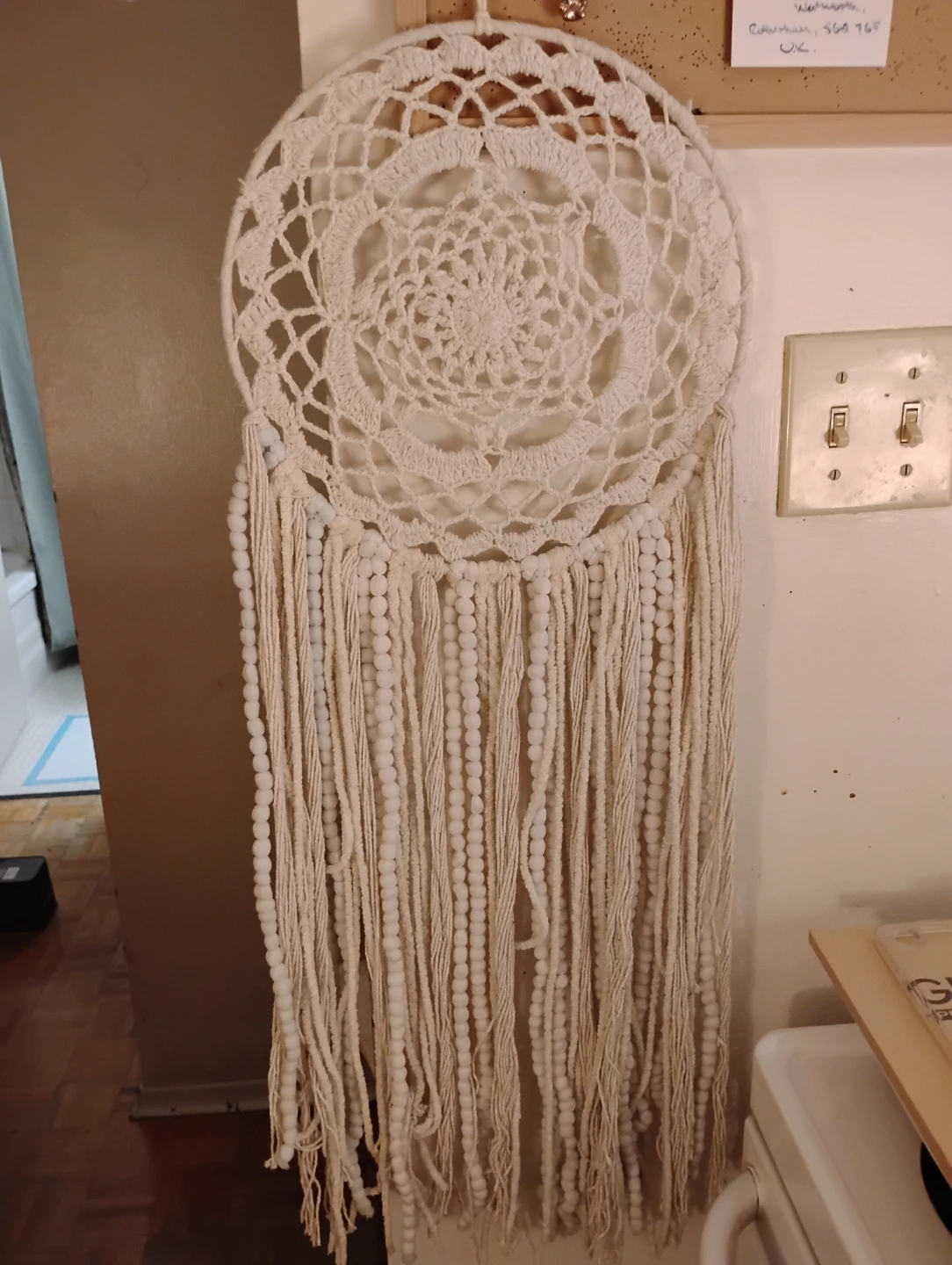 Cream Macrame Dream Catcher Wall Hanging