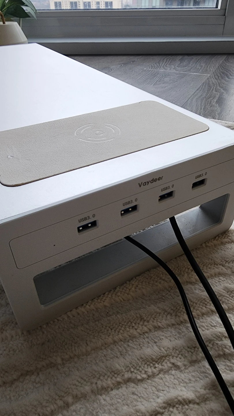Sleek Monitor Stand Riser with USB Hub and Wireless Charger - photo 3