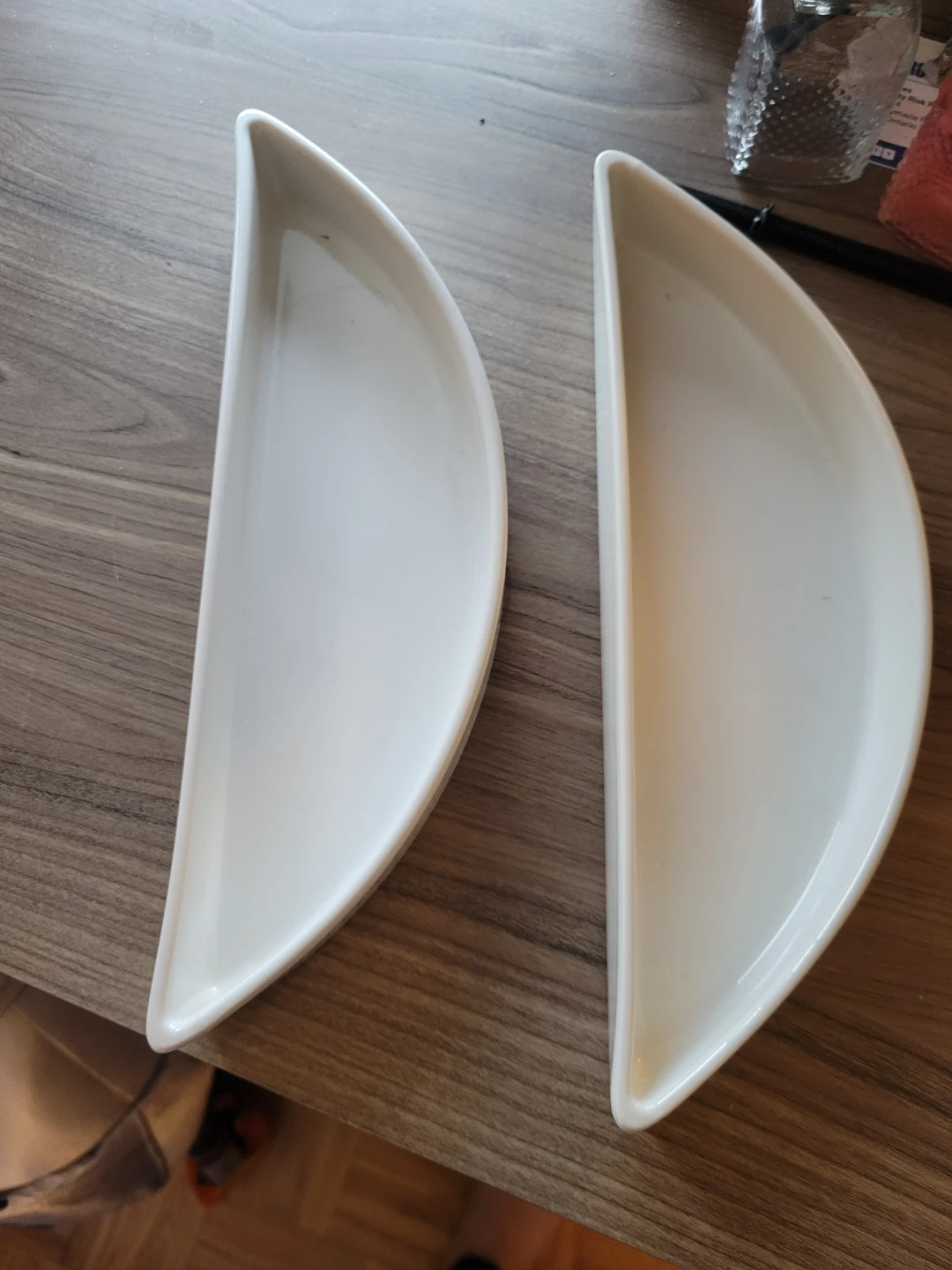 Set of 2 Our Table White Crescent Serving Plates