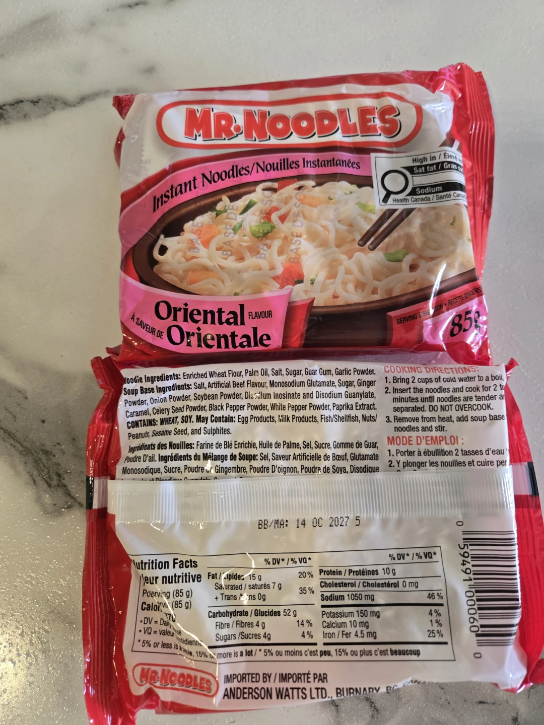 Mr. Noodles Oriental Flavour Instant Noodles (2x 85g)