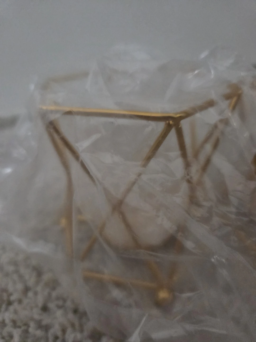 Set of 2 Gold Geometric Candle Holders - photo 2