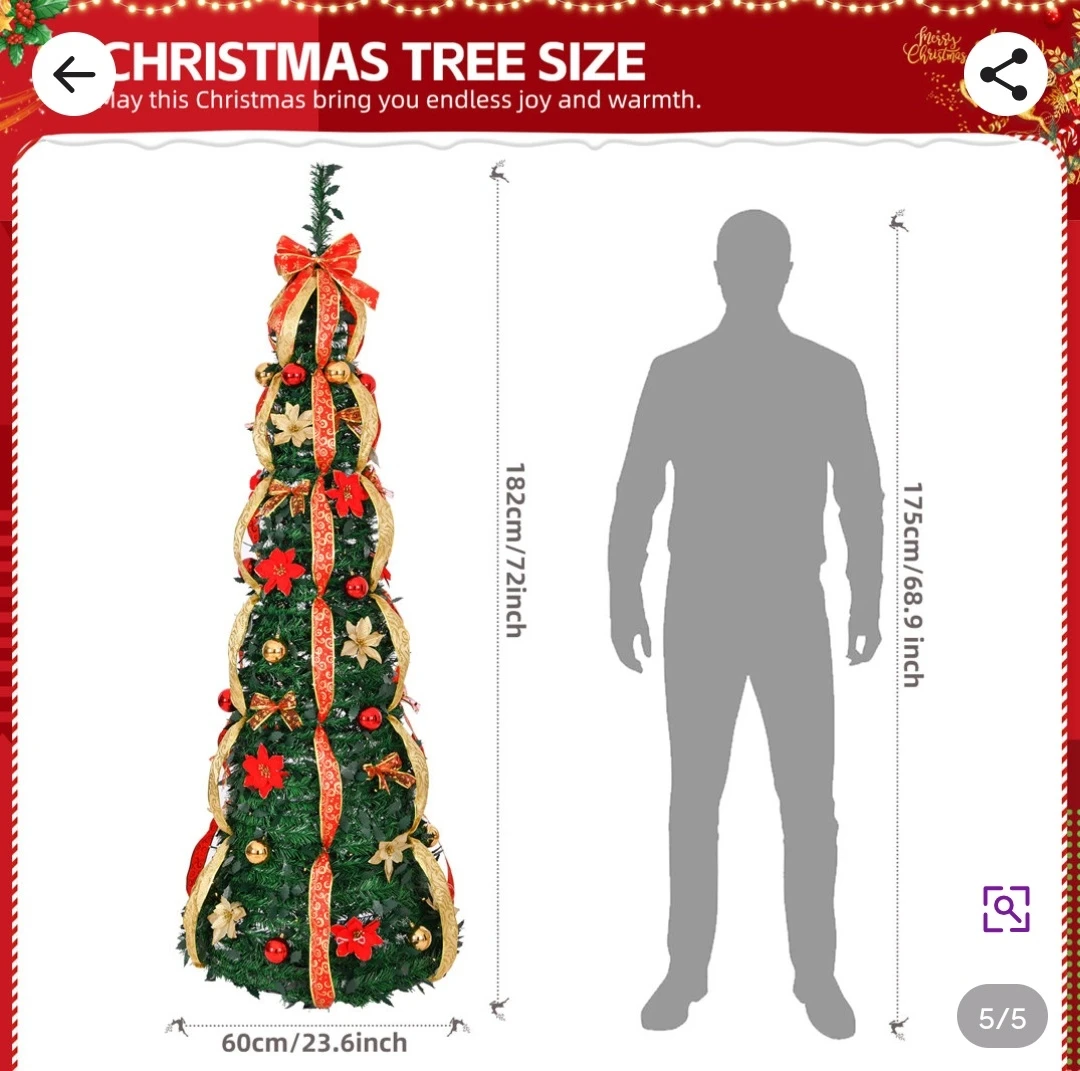 Pre-Lit Pop Up Artificial Christmas Tree - 6 ft - photo 5