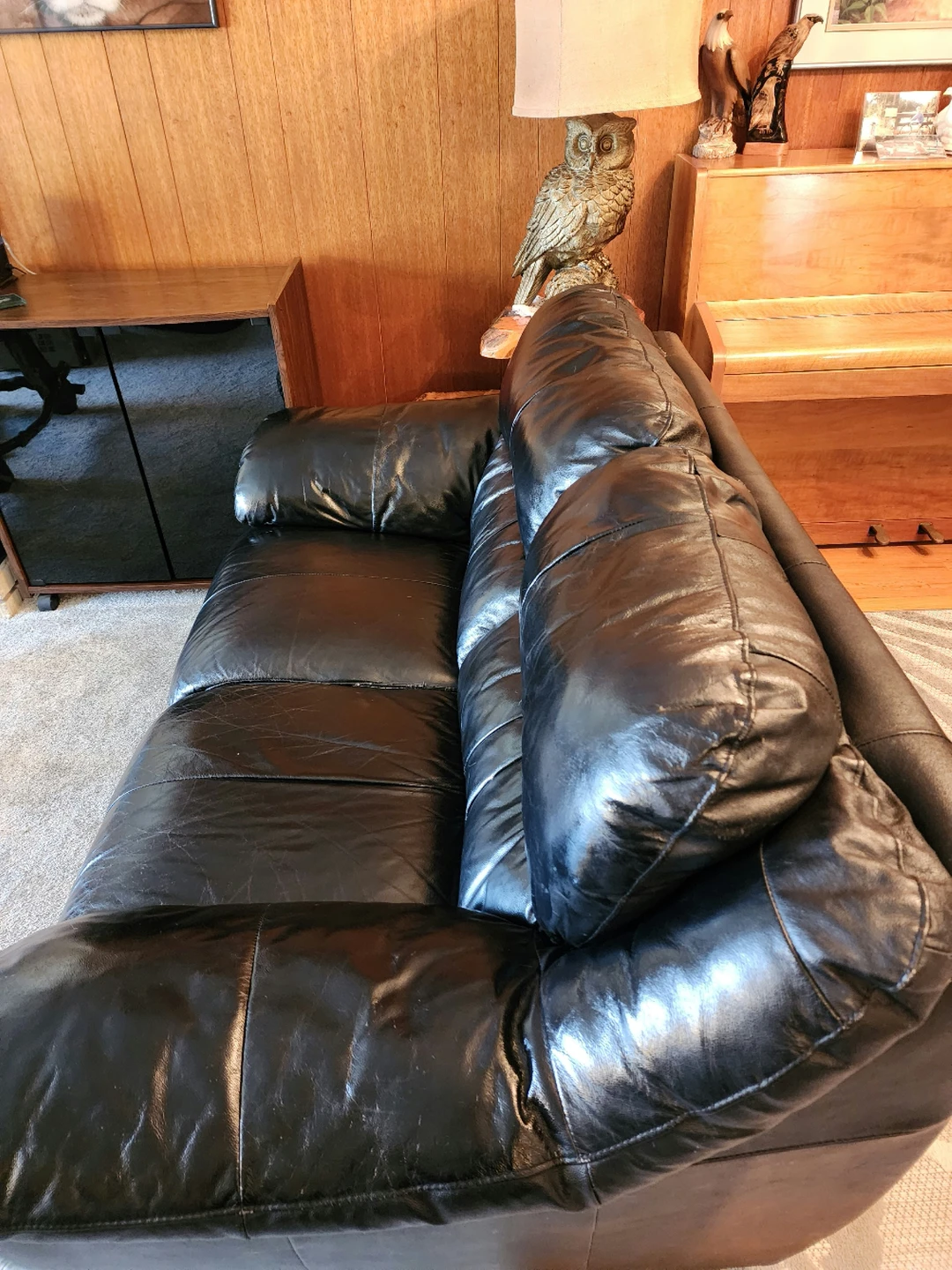 Leather sofa Loveseat - Black