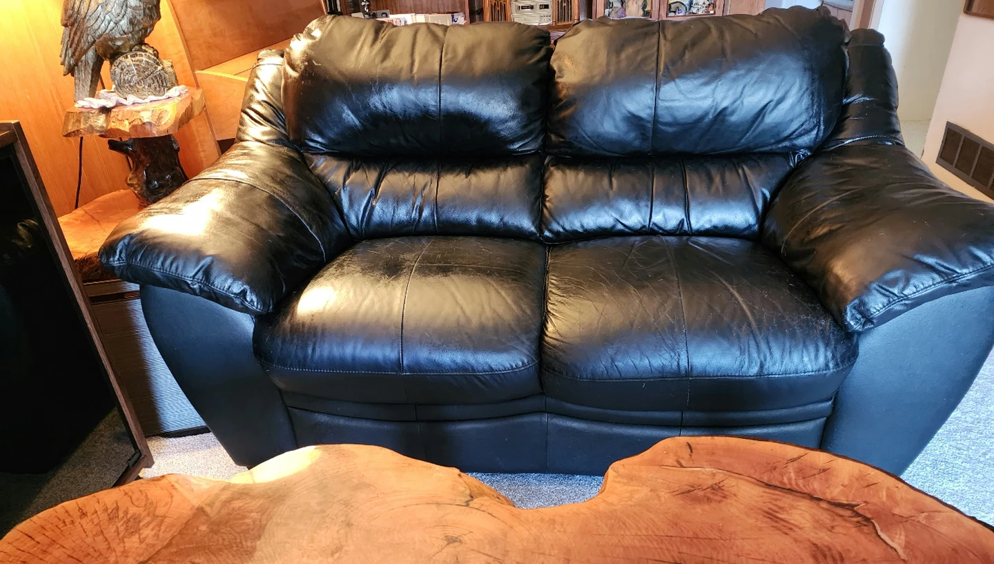 Leather sofa Loveseat - Black - photo 2