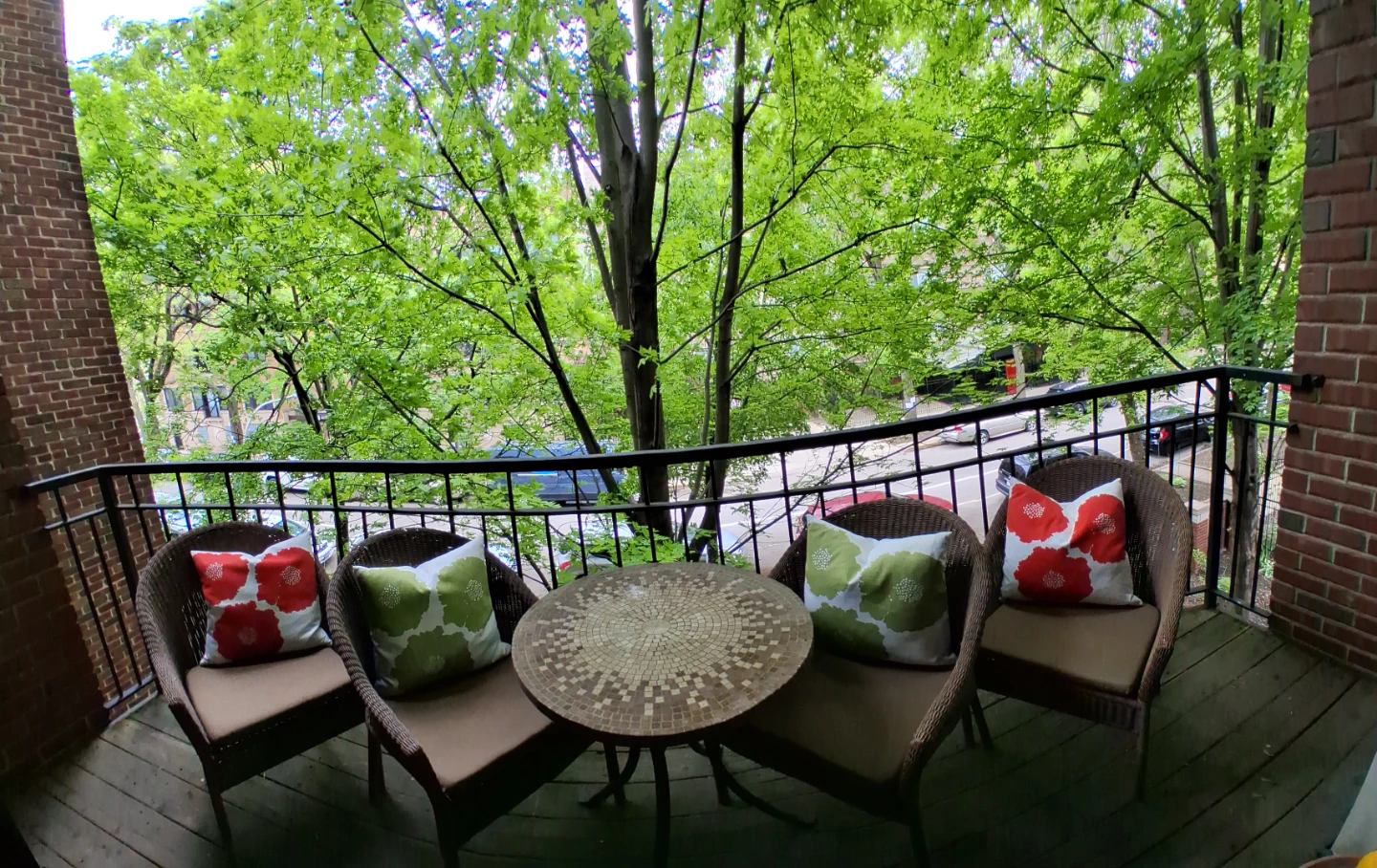 Wicker patio chairs and mosaic table set - photo 2