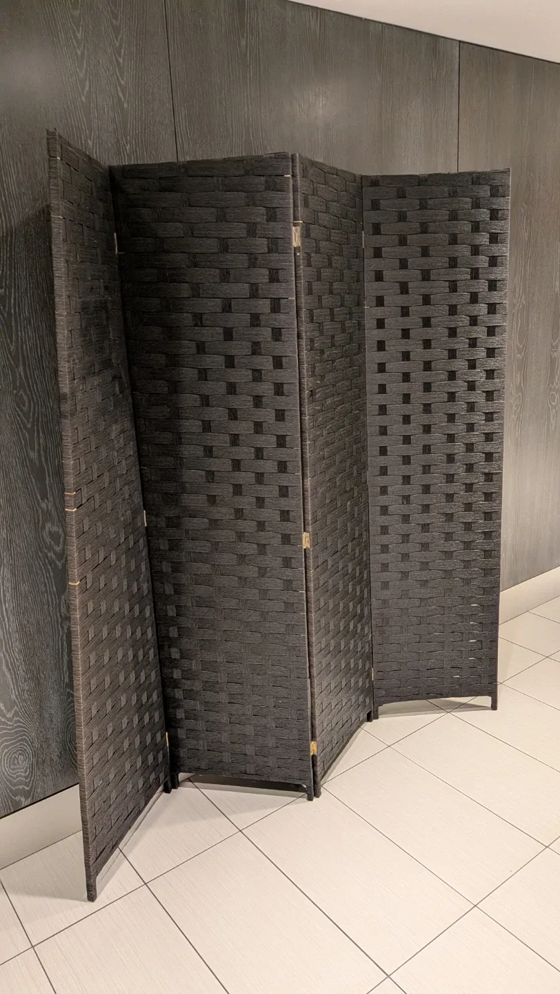 Black 4-Panel Room Divider Screen - photo 3
