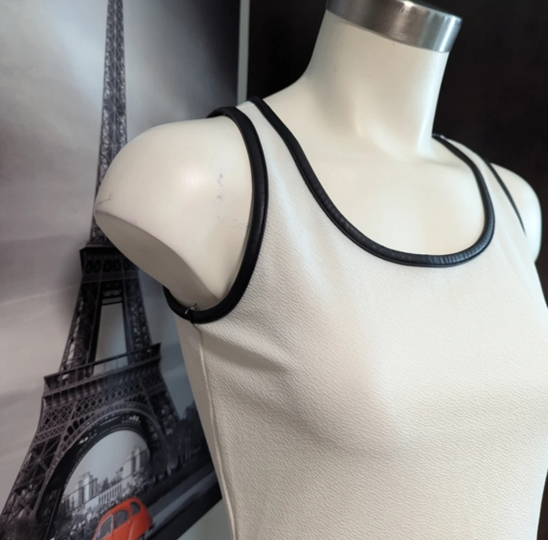 Ricki's White Peplum Tank Top with Black Lace Trim XS/TP - photo 2