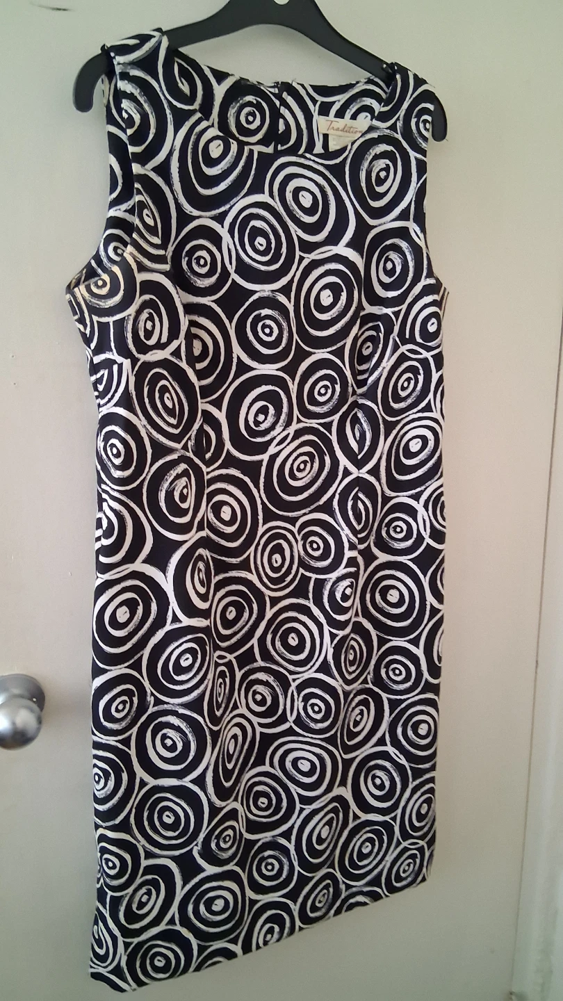 Tradition Black & White Swirl Pattern Sleeveless Dress Size 12