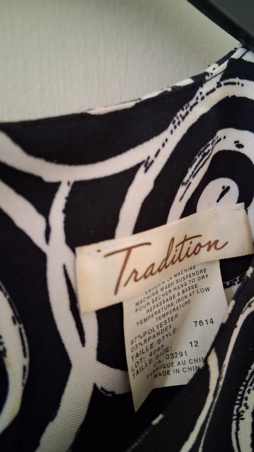Tradition Black & White Swirl Pattern Sleeveless Dress Size 12 - photo 2
