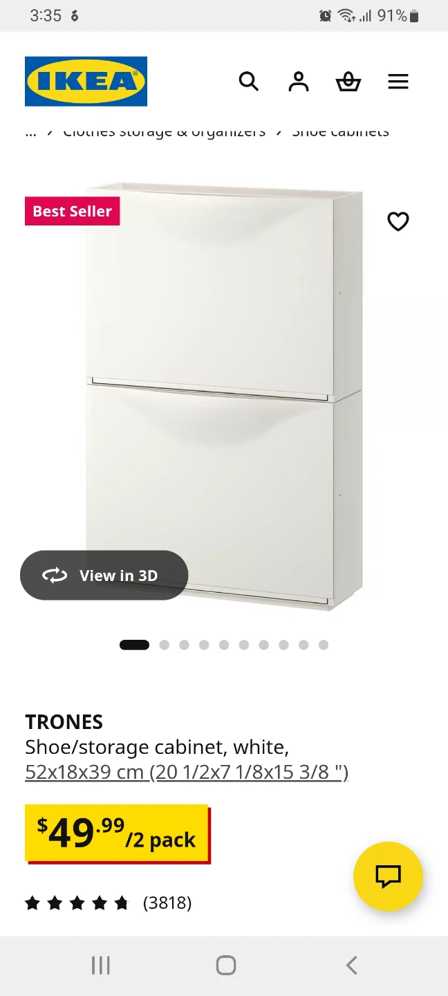 IKEA TRONES Shoe/storage cabinet, white