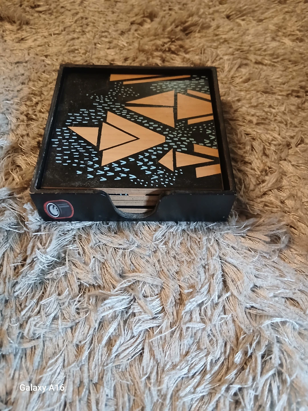 Set of 6 Wooden Coasters with Holder