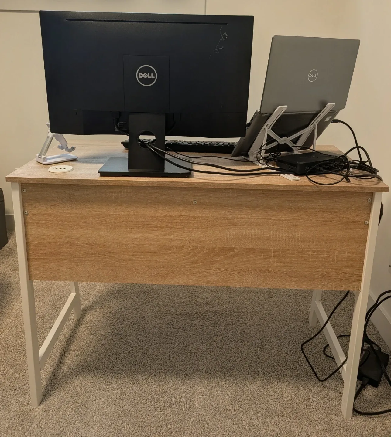Compact Wood and White Desk with 2 Drawer - photo 4