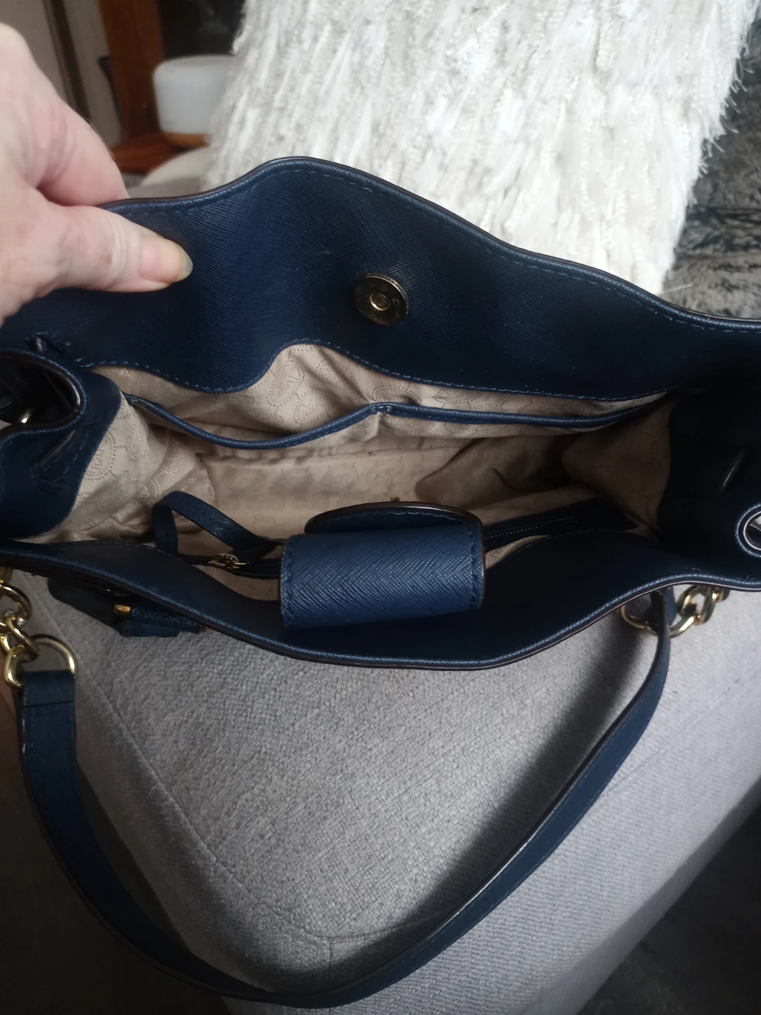 Michael Kors Blue Leather Satchel Handbag - photo 4