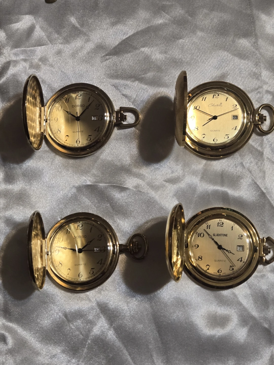 Set of 4 Gold Tone Pocket Watches